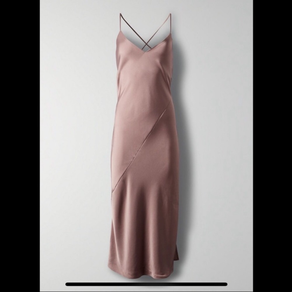 Aritzia Bellamy Slip Midi Dress in Mauve